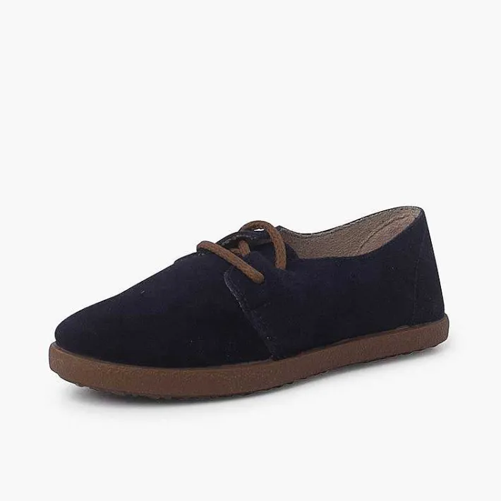 Pisamonas Brogues And Bluchers>Suede Lace Up Bluchers With Caramel Sole