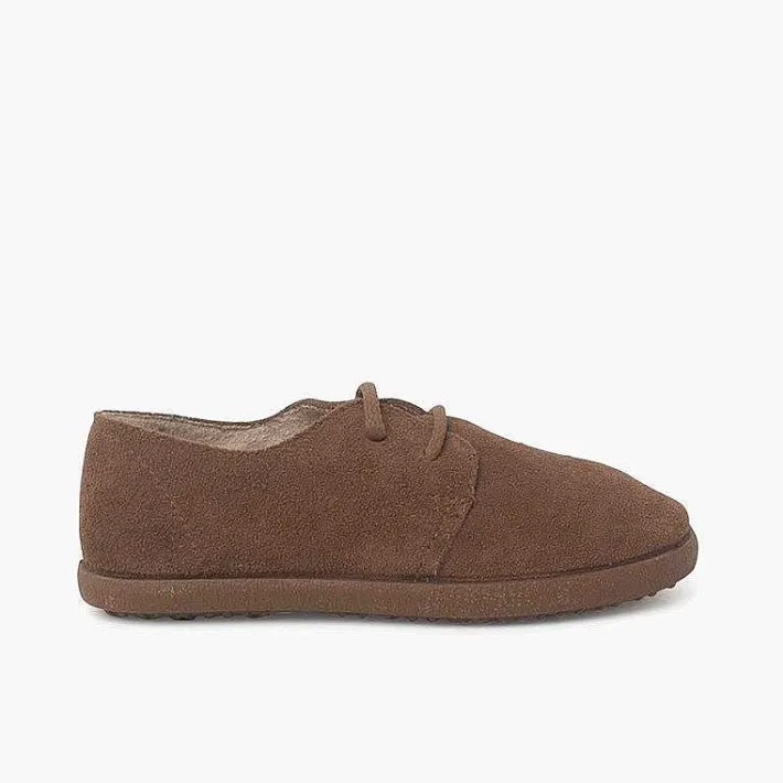 Pisamonas Brogues And Bluchers>Suede Lace Up Bluchers With Caramel Sole