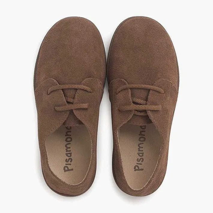 Pisamonas Brogues And Bluchers>Suede Lace Up Bluchers With Caramel Sole