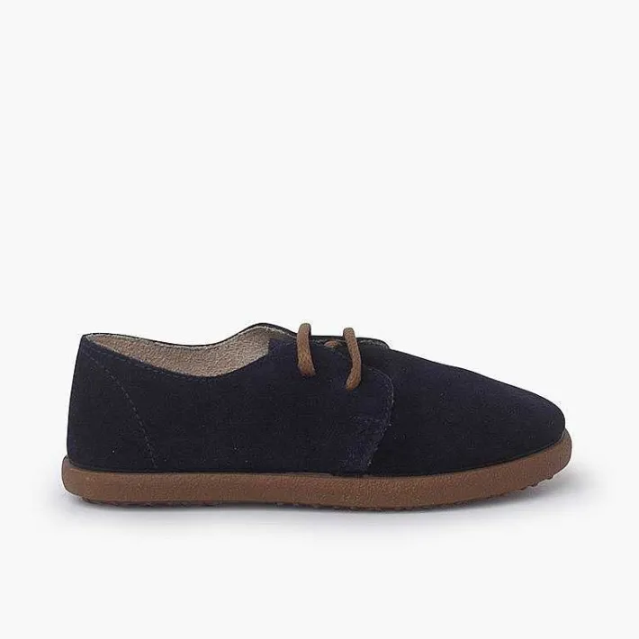 Pisamonas Brogues And Bluchers>Suede Lace Up Bluchers With Caramel Sole