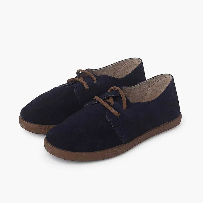 Pisamonas Brogues And Bluchers>Suede Lace Up Bluchers With Caramel Sole