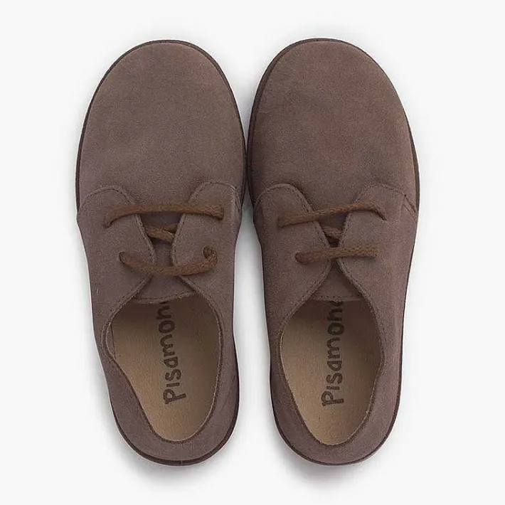 Pisamonas Brogues And Bluchers>Suede Lace Up Bluchers With Caramel Sole