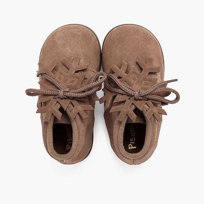 Pisamonas Boots>Suede Lace-Up Boots With Snowflake Ornament