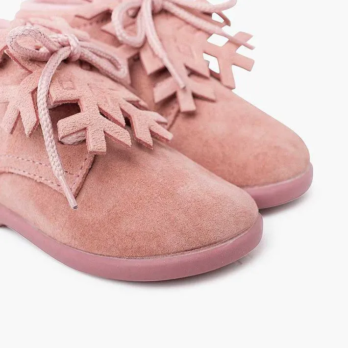 Pisamonas Boots>Suede Lace-Up Boots With Snowflake Ornament