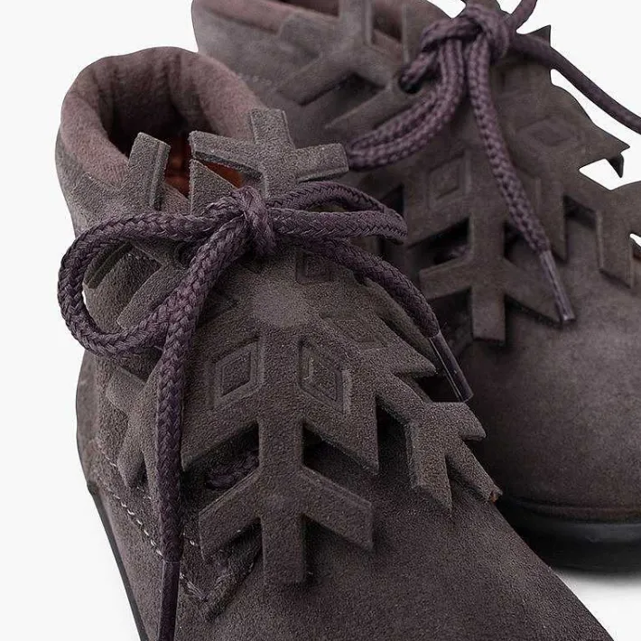 Pisamonas Boots>Suede Lace-Up Boots With Snowflake Ornament