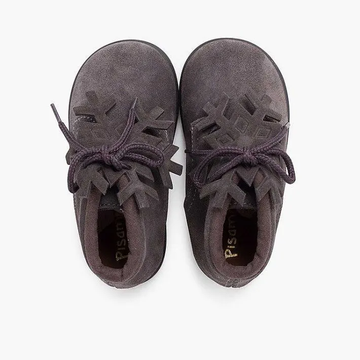 Pisamonas Boots>Suede Lace-Up Boots With Snowflake Ornament