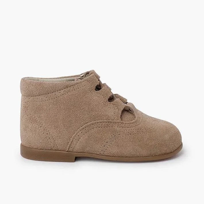 Pisamonas Lace Up Oxfords>Suede Lace-Up Oxford Booties