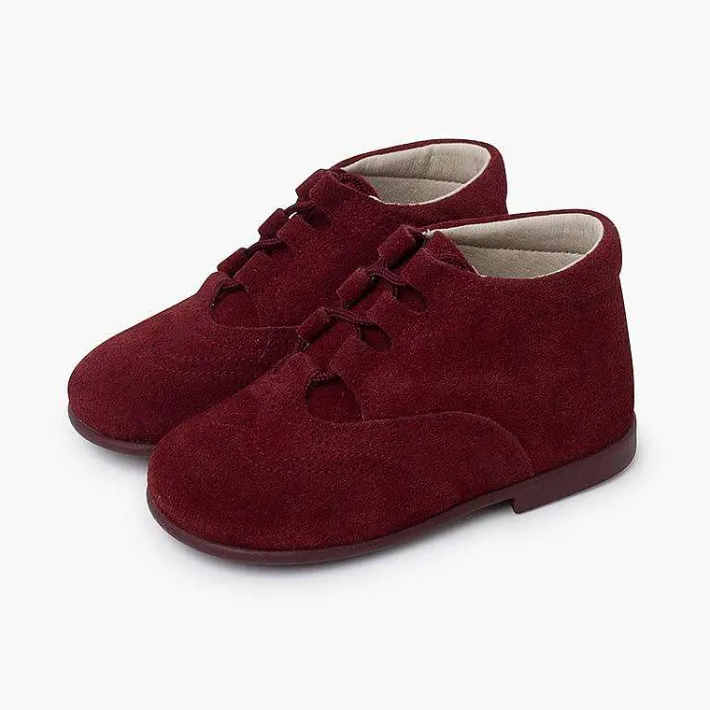 Pisamonas Lace Up Oxfords>Suede Lace-Up Oxford Booties