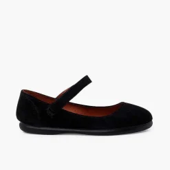 Pisamonas Mary Janes>Suede Mary Janes Girls Button Strap