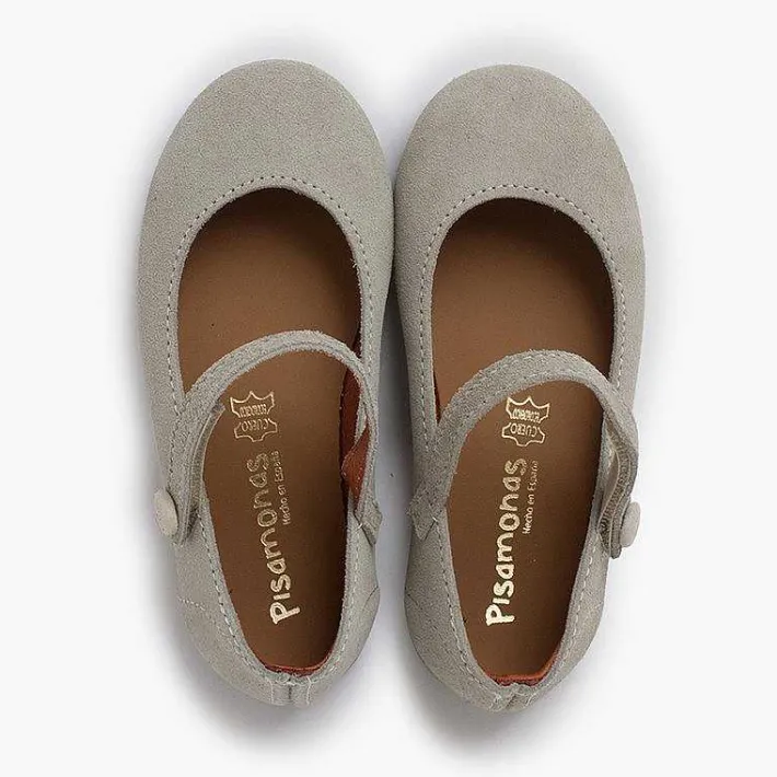 Pisamonas Mary Janes>Suede Mary Janes Girls Button Strap