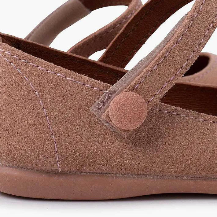 Pisamonas Mary Janes>Suede Mary Janes Girls Button Strap