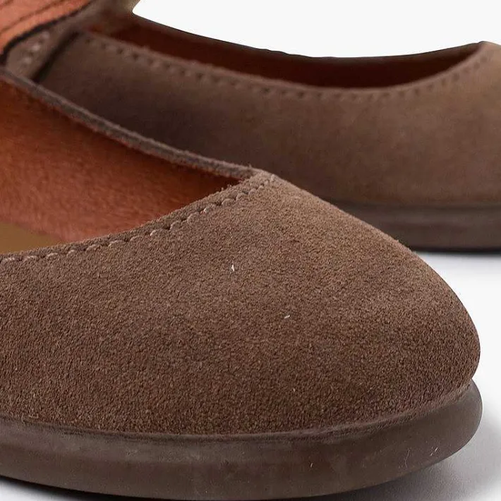 Pisamonas Mary Janes>Suede Mary Janes Girls Button Strap