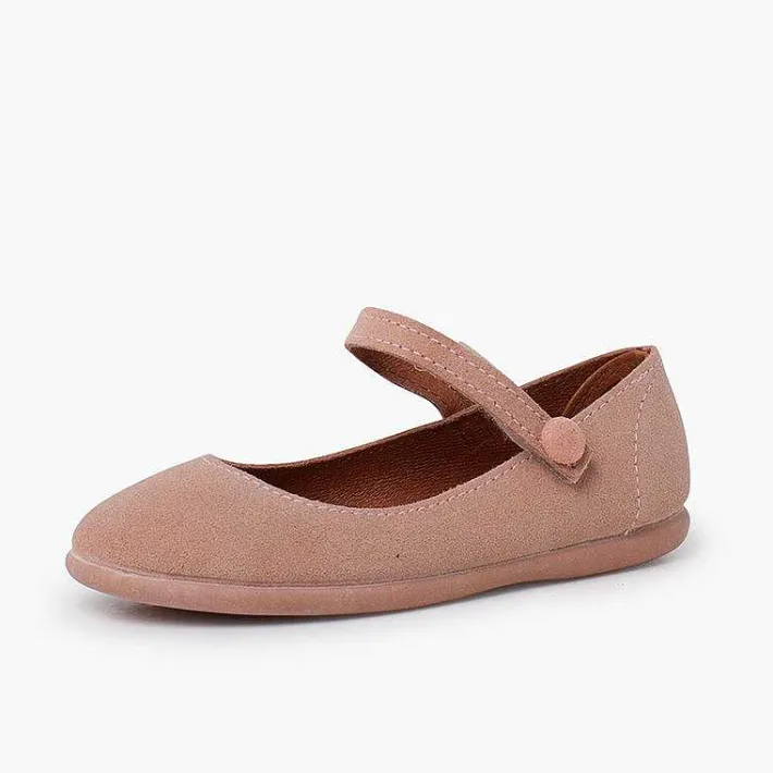 Pisamonas Mary Janes>Suede Mary Janes Girls Button Strap