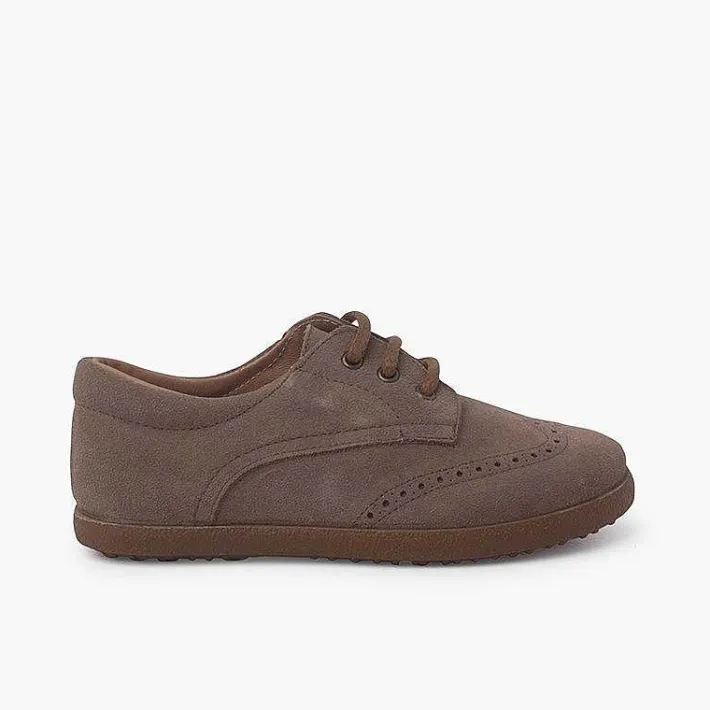 Pisamonas Brogues And Bluchers>Suede Oxford Shoes With Caramel Sole