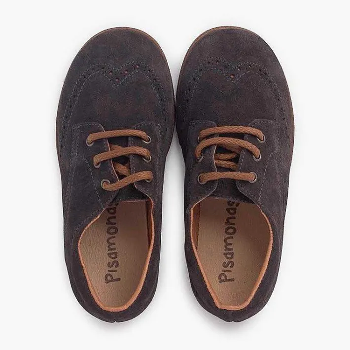 Pisamonas Brogues And Bluchers>Suede Oxford Shoes With Caramel Sole