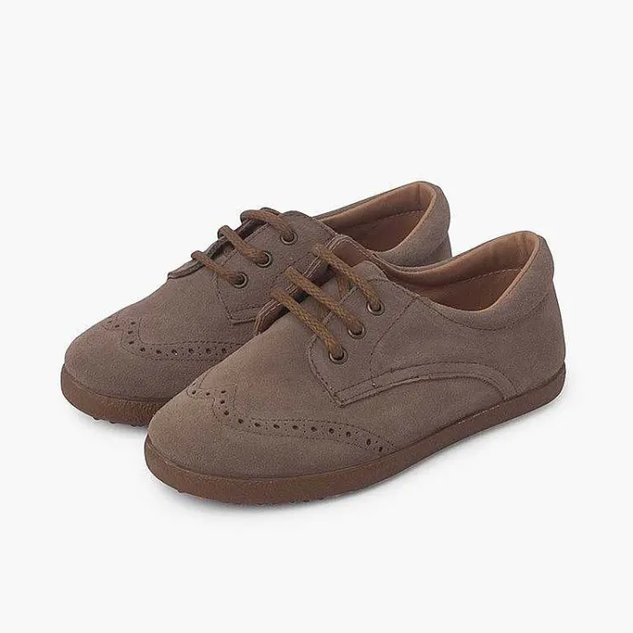 Pisamonas Brogues And Bluchers>Suede Oxford Shoes With Caramel Sole