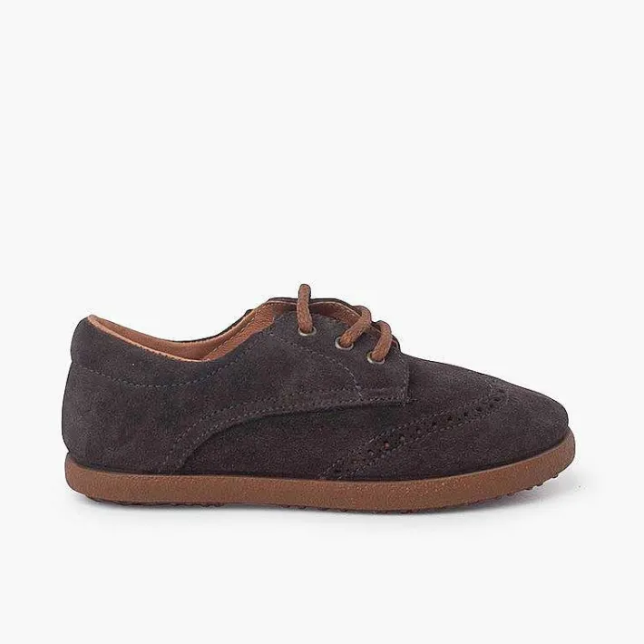 Pisamonas Brogues And Bluchers>Suede Oxford Shoes With Caramel Sole