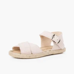 Pisamonas Sandals>Suede Sandal With Crossed Straps And Jute Sole