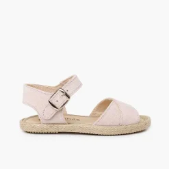 Pisamonas Sandals>Suede Sandal With Crossed Straps And Jute Sole