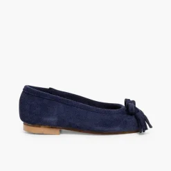 Pisamonas Ballet Pumps And Flats>Suede Tassel & Bow Ballet Pumps