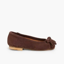 Pisamonas Ballet Pumps And Flats>Suede Tassel & Bow Ballet Pumps
