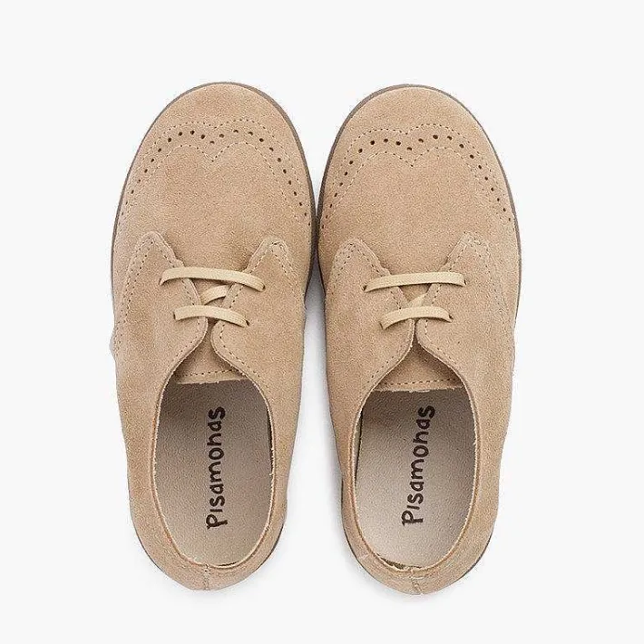 Pisamonas Communion Shoes>Suede Toe Cap Brogue Bluchers