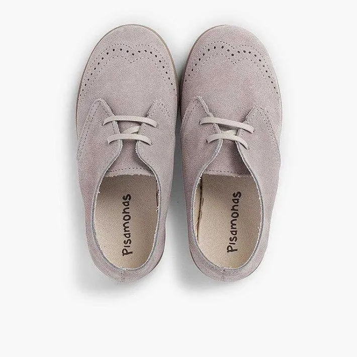 Pisamonas Communion Shoes>Suede Toe Cap Brogue Bluchers