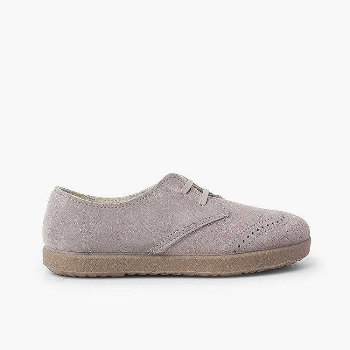 Pisamonas Communion Shoes>Suede Toe Cap Brogue Bluchers