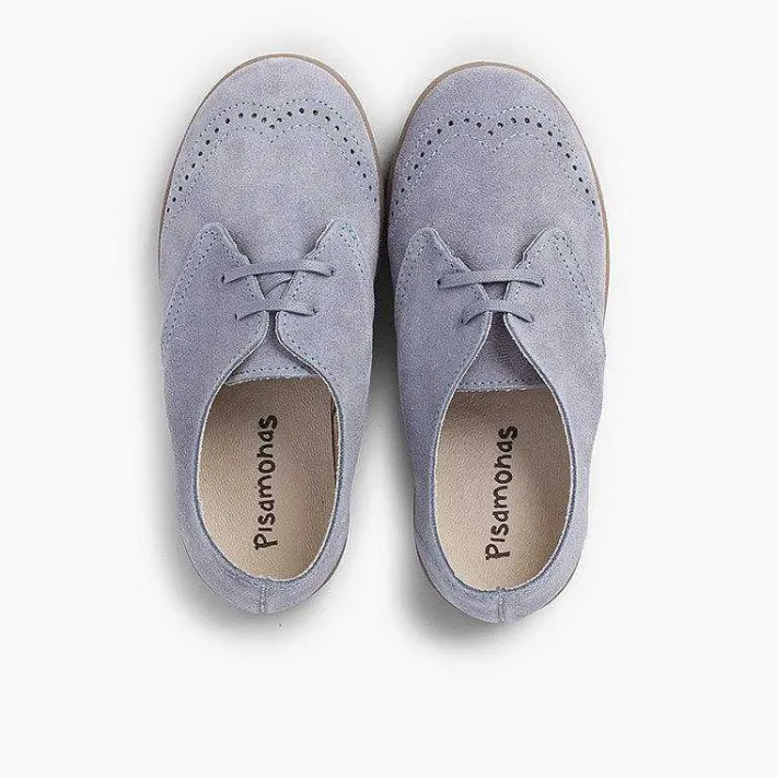 Pisamonas Communion Shoes>Suede Toe Cap Brogue Bluchers