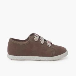 Pisamonas Trainers>Suede Trainers With Flowered Laces