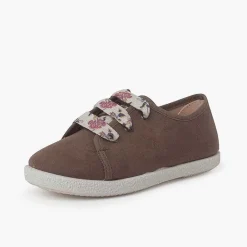 Pisamonas Trainers>Suede Trainers With Flowered Laces