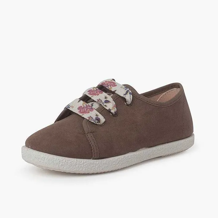 Pisamonas Trainers>Suede Trainers With Flowered Laces
