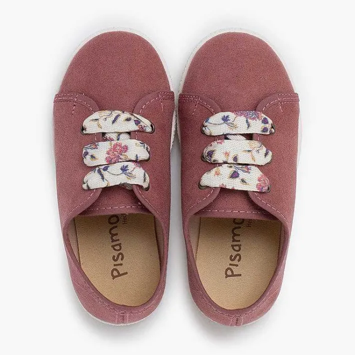 Pisamonas Trainers>Suede Trainers With Flowered Laces