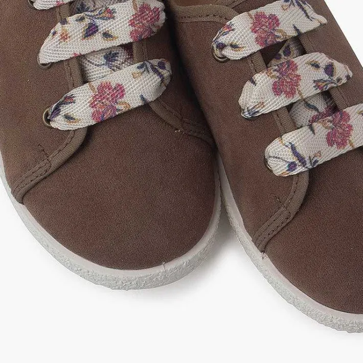 Pisamonas Trainers>Suede Trainers With Flowered Laces