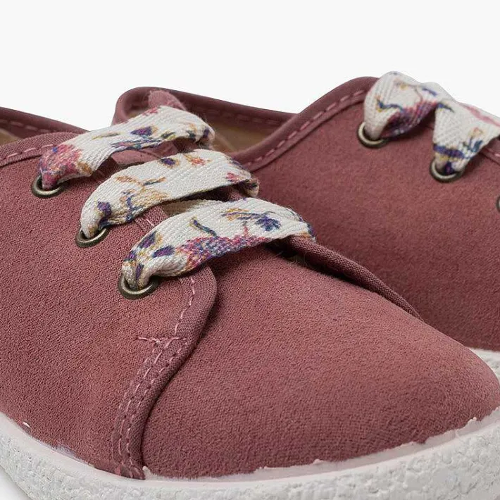 Pisamonas Trainers>Suede Trainers With Flowered Laces