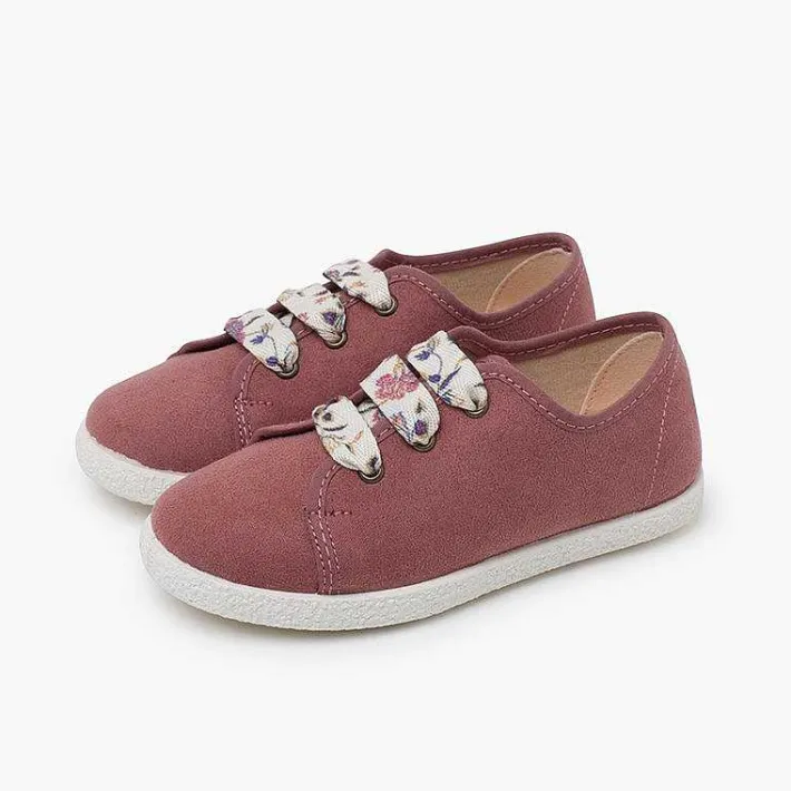 Pisamonas Trainers>Suede Trainers With Flowered Laces