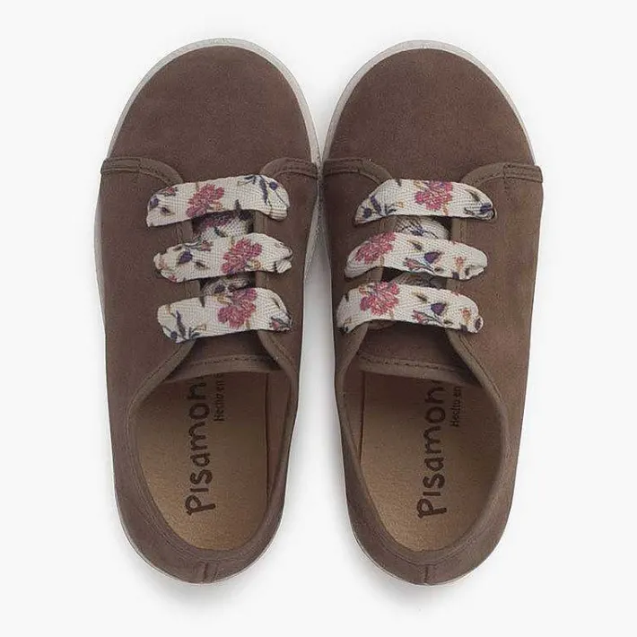 Pisamonas Trainers>Suede Trainers With Flowered Laces