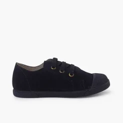 Pisamonas Trainers>Suede Trainers With Rubber Toe Cap And Laces