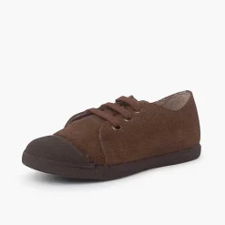 Pisamonas Trainers>Suede Trainers With Rubber Toe Cap And Laces
