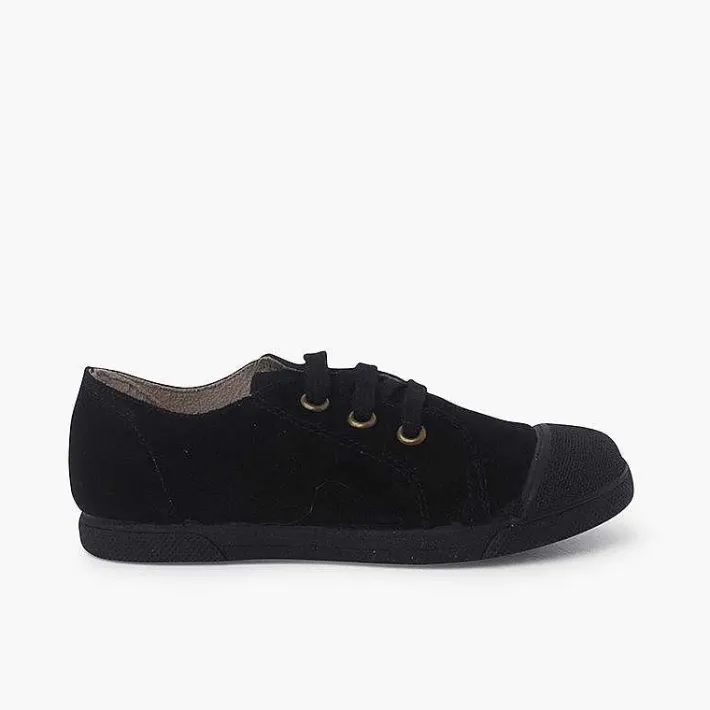Pisamonas Trainers>Suede Trainers With Rubber Toe Cap And Laces