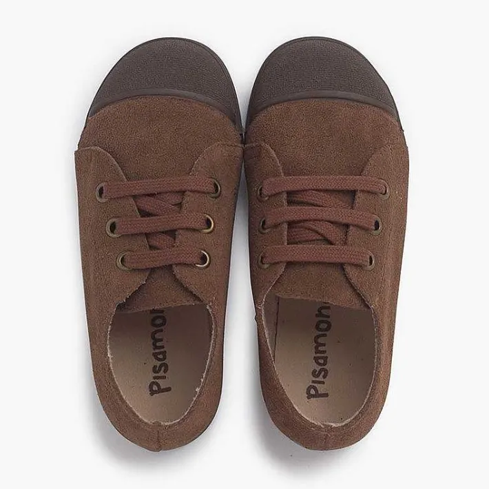 Pisamonas Trainers>Suede Trainers With Rubber Toe Cap And Laces