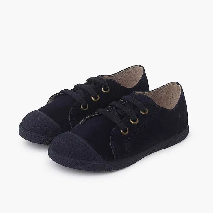 Pisamonas Trainers>Suede Trainers With Rubber Toe Cap And Laces