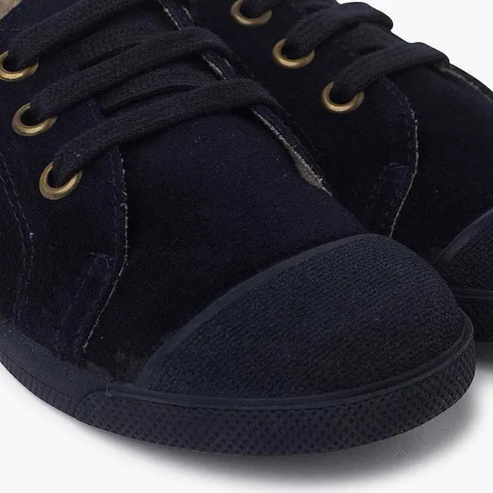 Pisamonas Trainers>Suede Trainers With Rubber Toe Cap And Laces