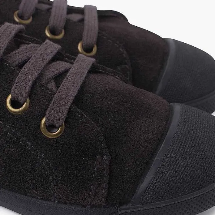 Pisamonas Trainers>Suede Trainers With Rubber Toe Cap And Laces