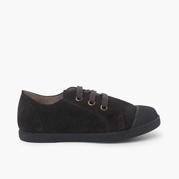 Pisamonas Trainers>Suede Trainers With Rubber Toe Cap And Laces