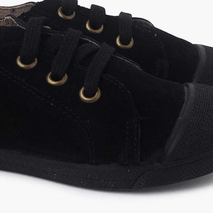 Pisamonas Trainers>Suede Trainers With Rubber Toe Cap And Laces