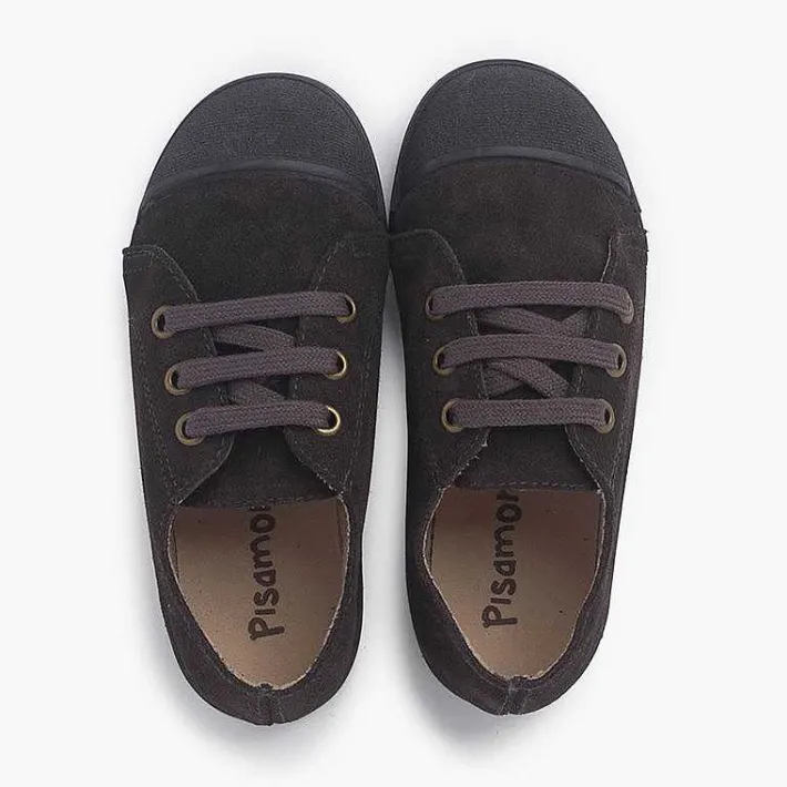 Pisamonas Trainers>Suede Trainers With Rubber Toe Cap And Laces