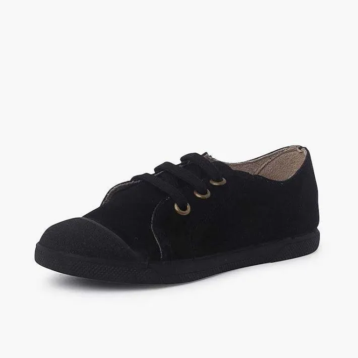 Pisamonas Trainers>Suede Trainers With Rubber Toe Cap And Laces