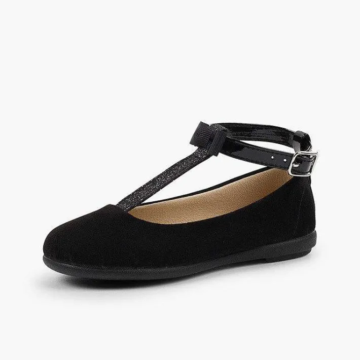 Pisamonas Ballet Pumps And Flats>T-Bar Mary Janes With Glittery Strap