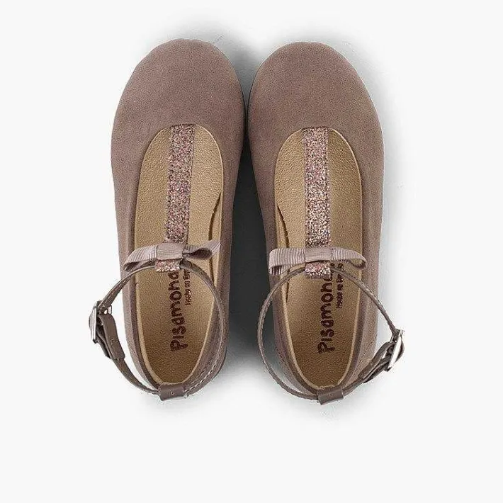 Pisamonas Ballet Pumps And Flats>T-Bar Mary Janes With Glittery Strap